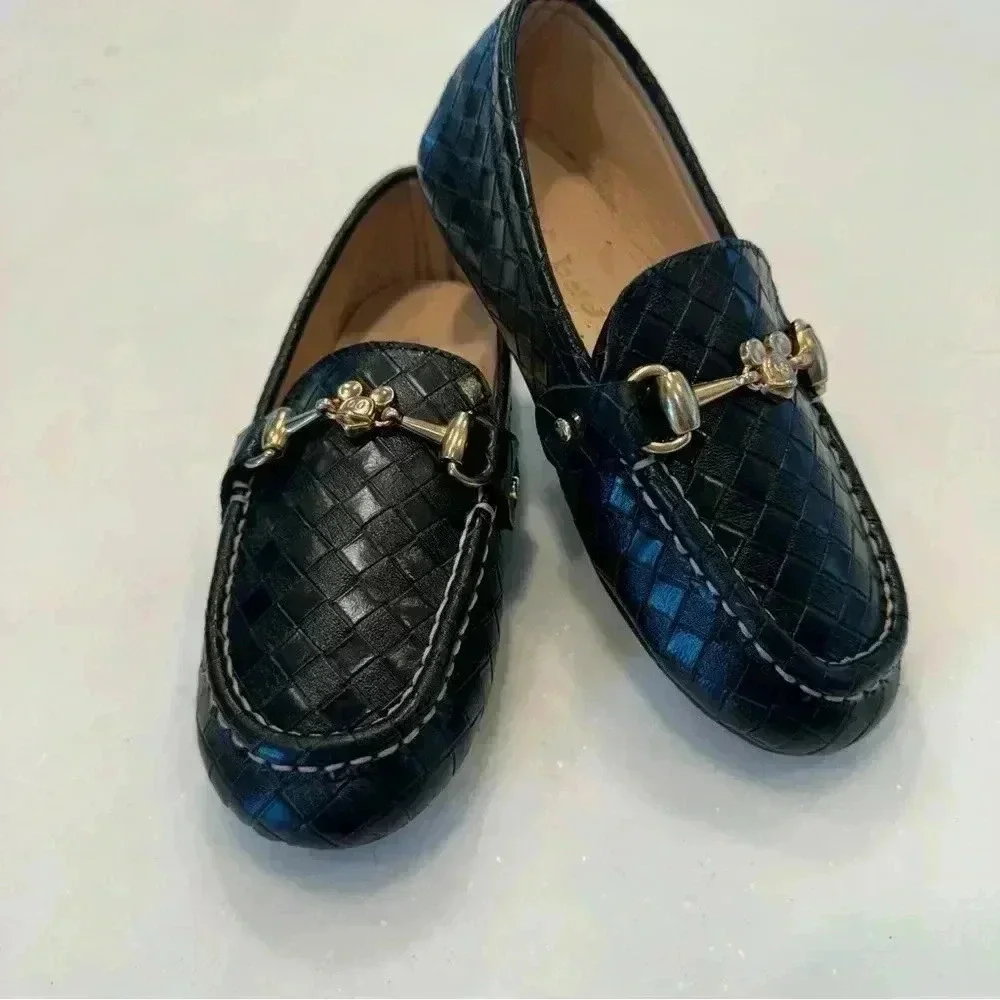 Not Bad Boys Black Woven Loafers W/Mickey Buckle Size EU 31 US 13